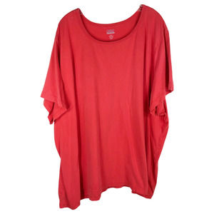Only Necessities Plus Size 5X Top Red Tee Shirt Solid Cotton Crew Neck 1128